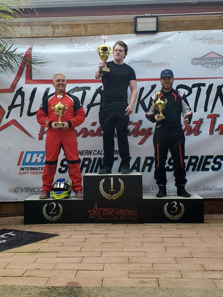 Croc Promotion on the Podiumin KZ/Shifter at 2023 All Star Karting Season Opener!